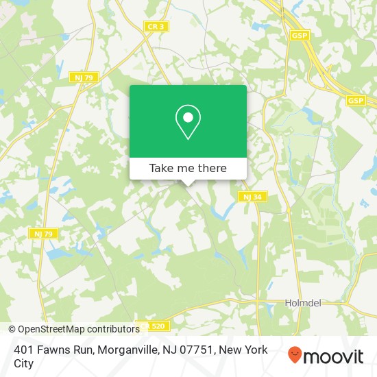 Mapa de 401 Fawns Run, Morganville, NJ 07751