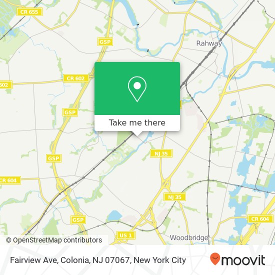 Mapa de Fairview Ave, Colonia, NJ 07067