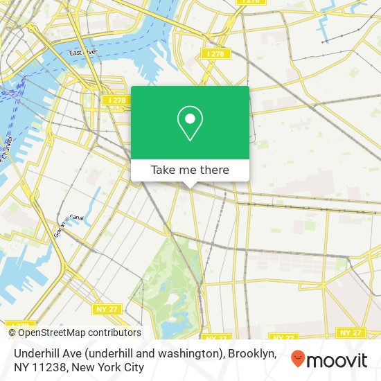Mapa de Underhill Ave (underhill and washington), Brooklyn, NY 11238