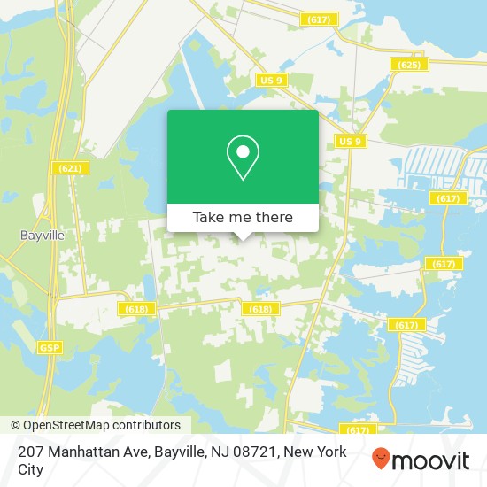 Mapa de 207 Manhattan Ave, Bayville, NJ 08721