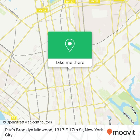 Rita's Brooklyn Midwood, 1317 E 17th St map