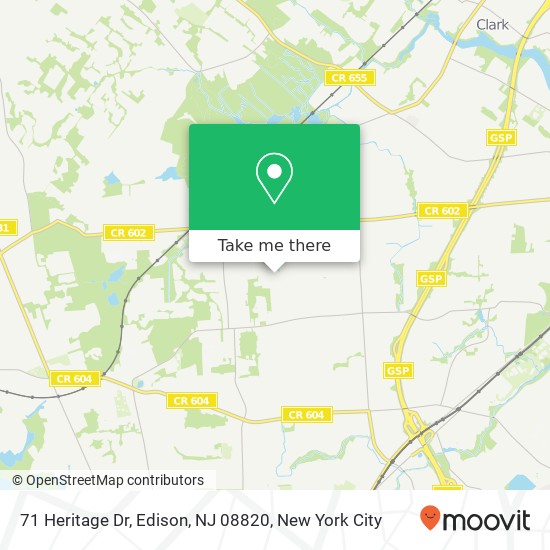 Mapa de 71 Heritage Dr, Edison, NJ 08820