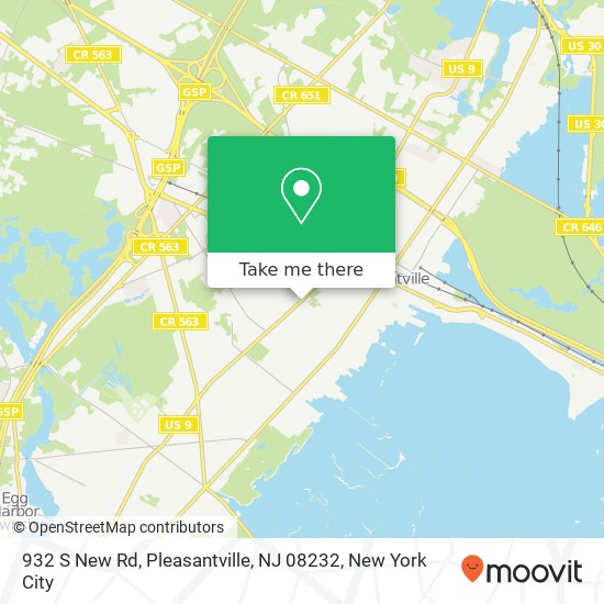 Mapa de 932 S New Rd, Pleasantville, NJ 08232