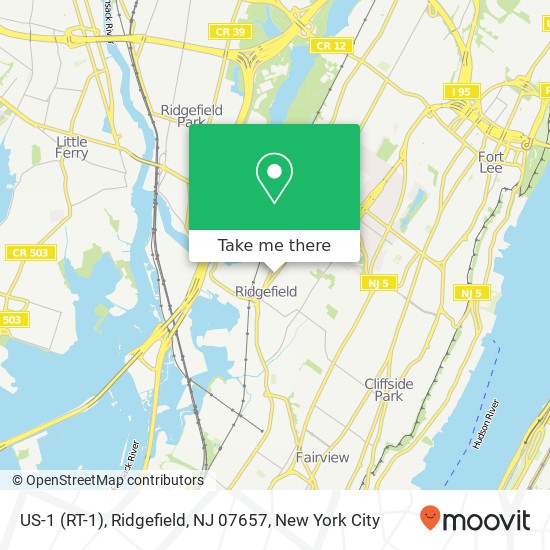 Mapa de US-1 (RT-1), Ridgefield, NJ 07657