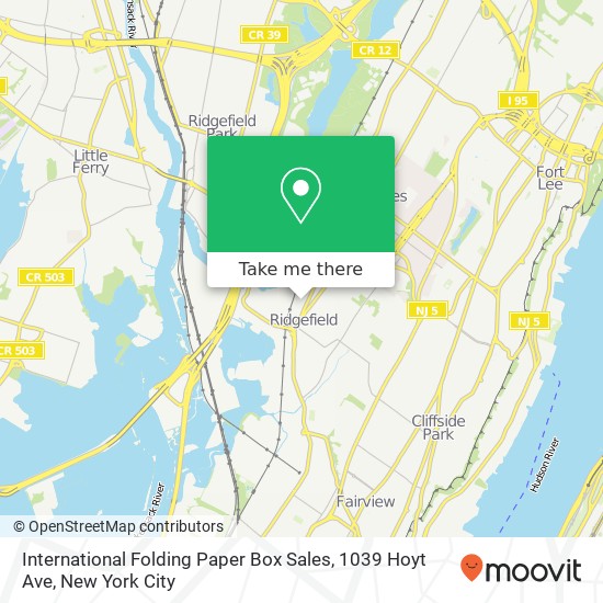 Mapa de International Folding Paper Box Sales, 1039 Hoyt Ave