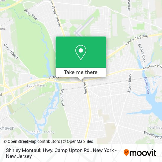 Shirley Montauk Hwy. Camp Upton Rd. map