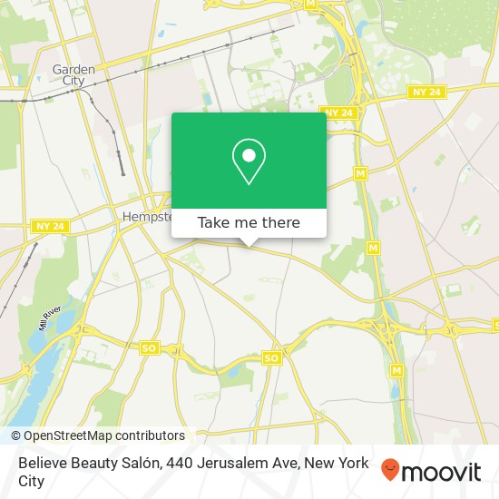 Mapa de Believe Beauty Salón, 440 Jerusalem Ave