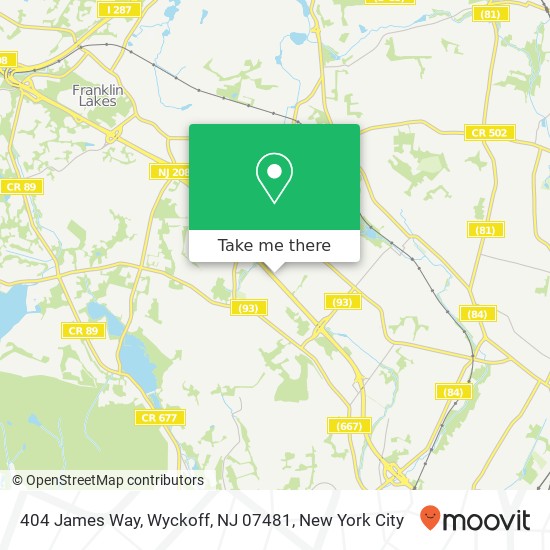 Mapa de 404 James Way, Wyckoff, NJ 07481