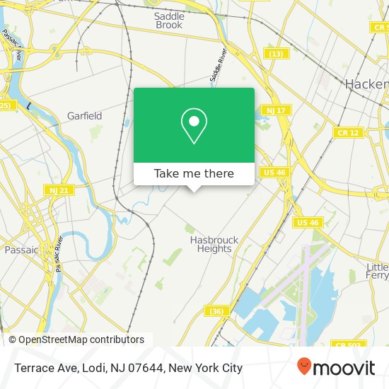 Mapa de Terrace Ave, Lodi, NJ 07644