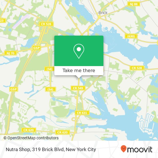 Mapa de Nutra Shop, 319 Brick Blvd
