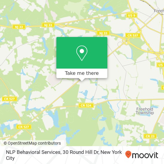 Mapa de NLP Behavioral Services, 30 Round Hill Dr