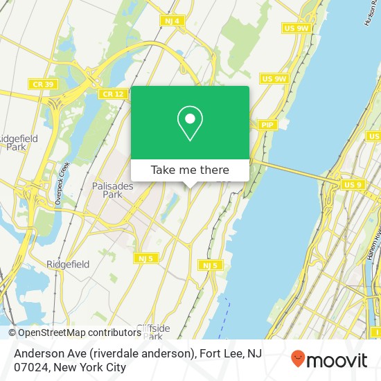 Mapa de Anderson Ave (riverdale anderson), Fort Lee, NJ 07024
