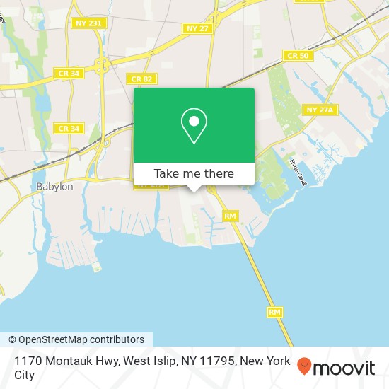 Mapa de 1170 Montauk Hwy, West Islip, NY 11795