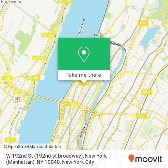 Mapa de W 192nd St (192nd st broadway), New York (Manhattan), NY 10040