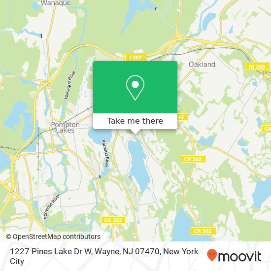 Mapa de 1227 Pines Lake Dr W, Wayne, NJ 07470