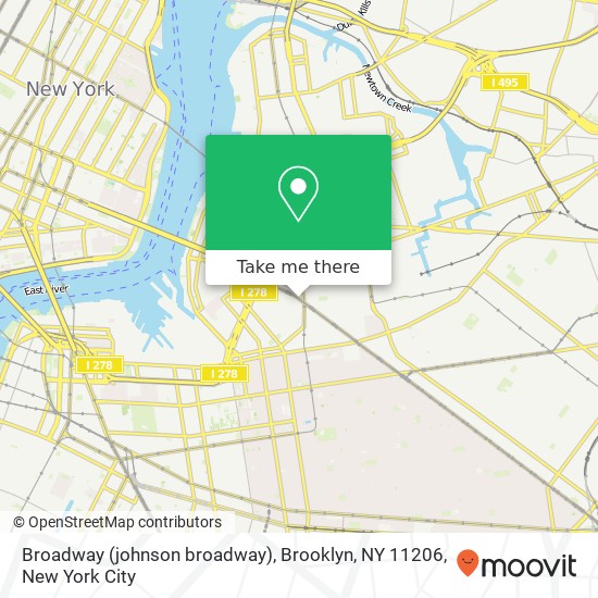 Mapa de Broadway (johnson broadway), Brooklyn, NY 11206