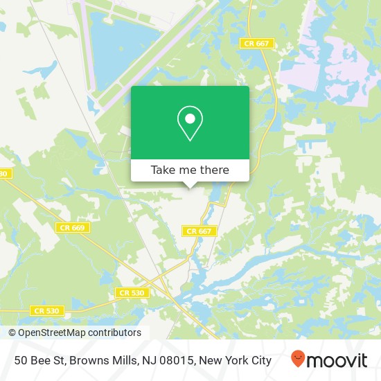 Mapa de 50 Bee St, Browns Mills, NJ 08015