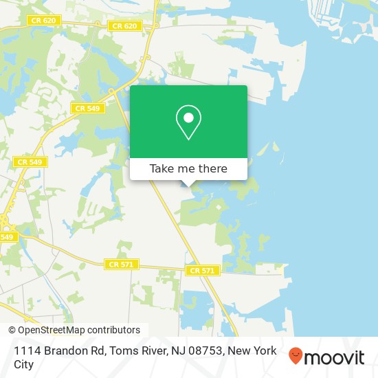 Mapa de 1114 Brandon Rd, Toms River, NJ 08753
