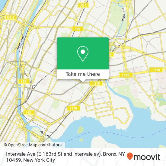 Mapa de Intervale Ave (E 163rd St and intervale av), Bronx, NY 10459