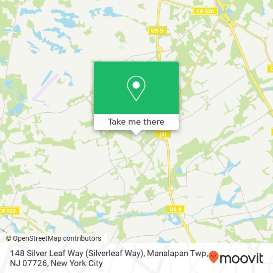 Mapa de 148 Silver Leaf Way (Silverleaf Way), Manalapan Twp, NJ 07726