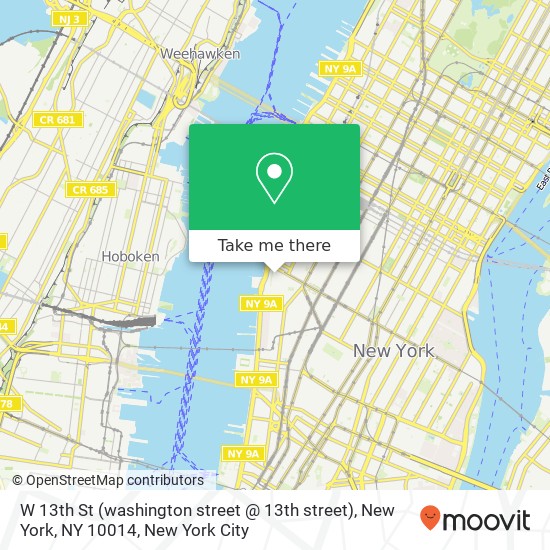 Mapa de W 13th St (washington street @ 13th street), New York, NY 10014