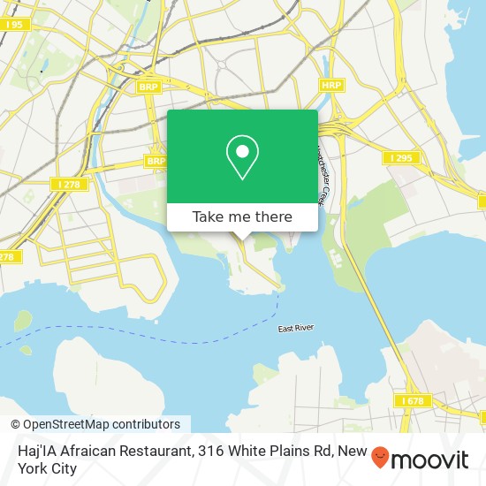 Mapa de Haj'IA Afraican Restaurant, 316 White Plains Rd