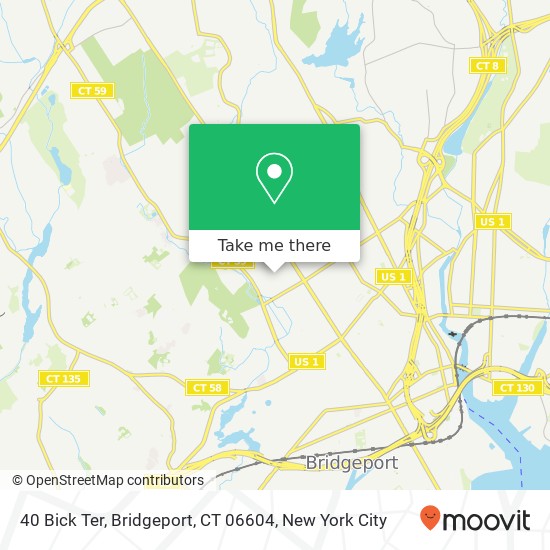 Mapa de 40 Bick Ter, Bridgeport, CT 06604