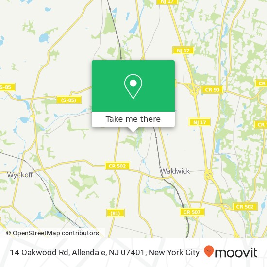 Mapa de 14 Oakwood Rd, Allendale, NJ 07401