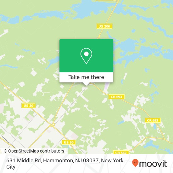 Mapa de 631 Middle Rd, Hammonton, NJ 08037