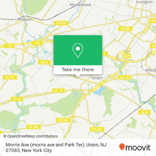 Morris Ave (morris ave and Park Ter), Union, NJ 07083 map