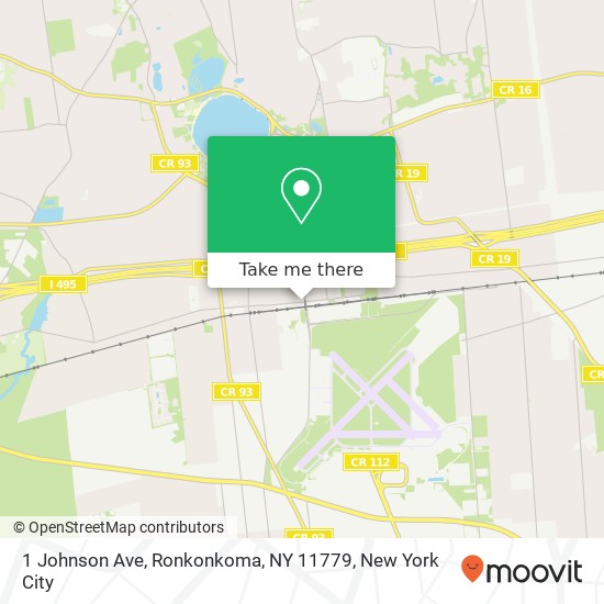 Mapa de 1 Johnson Ave, Ronkonkoma, NY 11779