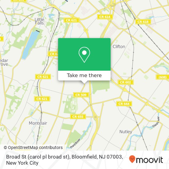 Mapa de Broad St (carol pl broad st), Bloomfield, NJ 07003