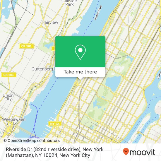 Mapa de Riverside Dr (82nd riverside drive), New York (Manhattan), NY 10024