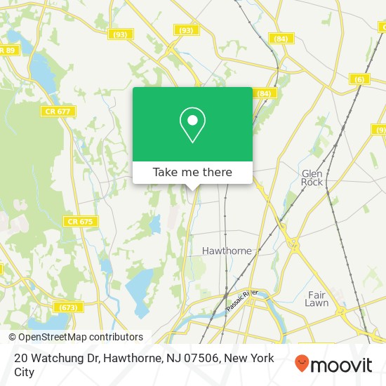 Mapa de 20 Watchung Dr, Hawthorne, NJ 07506