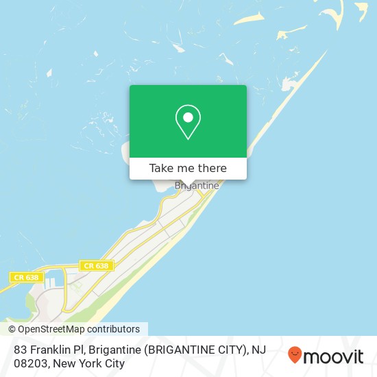 Mapa de 83 Franklin Pl, Brigantine (BRIGANTINE CITY), NJ 08203