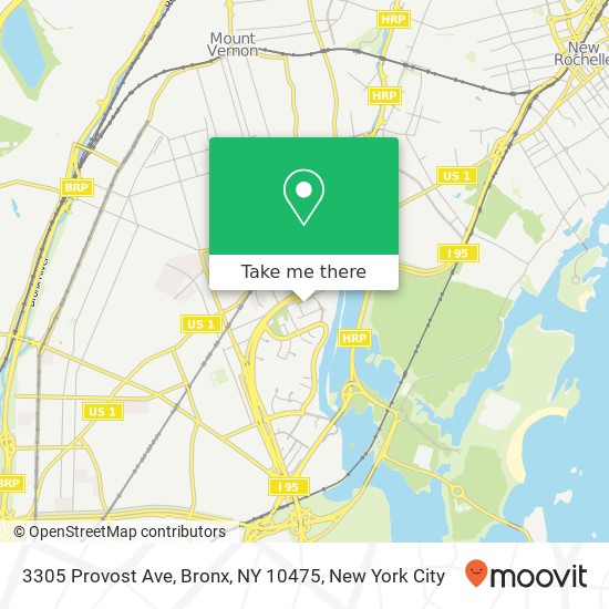 Mapa de 3305 Provost Ave, Bronx, NY 10475