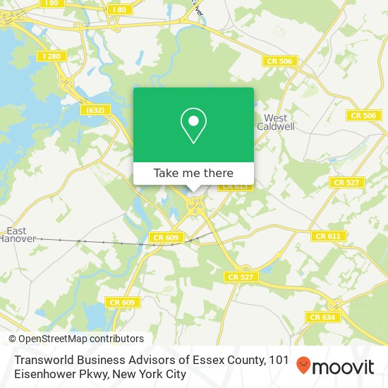 Mapa de Transworld Business Advisors of Essex County, 101 Eisenhower Pkwy