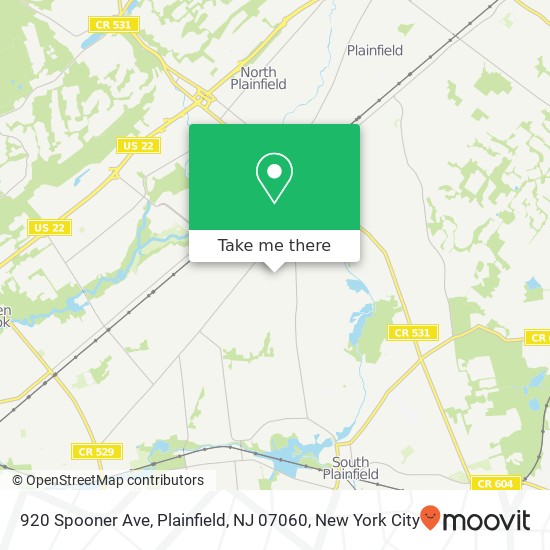 Mapa de 920 Spooner Ave, Plainfield, NJ 07060