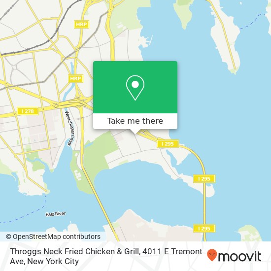 Mapa de Throggs Neck Fried Chicken & Grill, 4011 E Tremont Ave