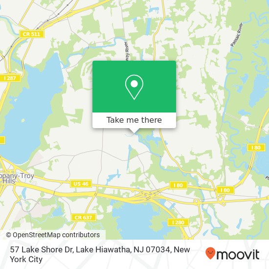 Mapa de 57 Lake Shore Dr, Lake Hiawatha, NJ 07034