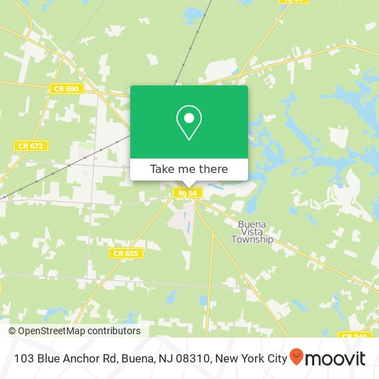 Mapa de 103 Blue Anchor Rd, Buena, NJ 08310