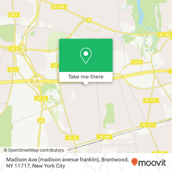 Mapa de Madison Ave (madison avenue franklin), Brentwood, NY 11717