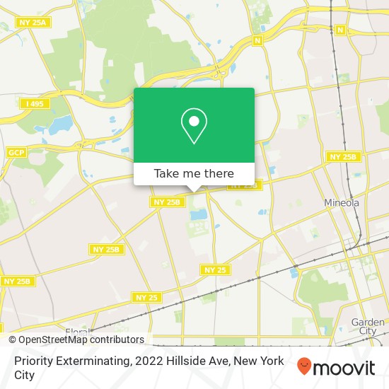 Priority Exterminating, 2022 Hillside Ave map