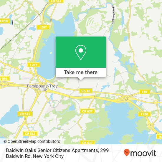 Mapa de Baldwin Oaks Senior Citizens Apartments, 299 Baldwin Rd