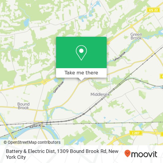 Mapa de Battery & Electric Dist, 1309 Bound Brook Rd