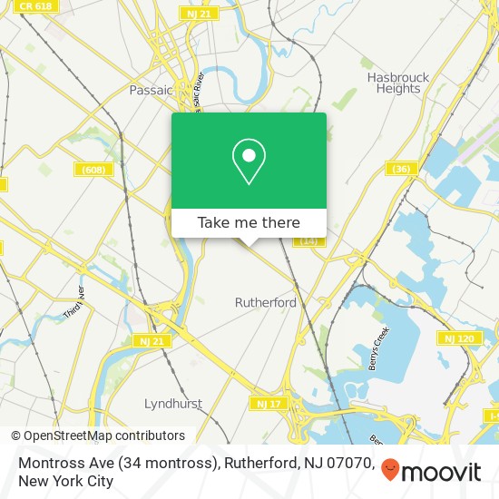 Mapa de Montross Ave (34 montross), Rutherford, NJ 07070