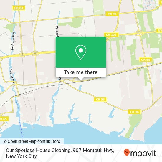 Mapa de Our Spotless House Cleaning, 907 Montauk Hwy