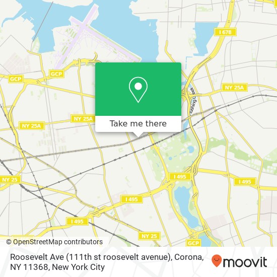 Mapa de Roosevelt Ave (111th st roosevelt avenue), Corona, NY 11368
