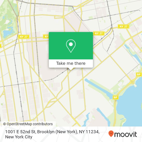 Mapa de 1001 E 52nd St, Brooklyn (New York), NY 11234