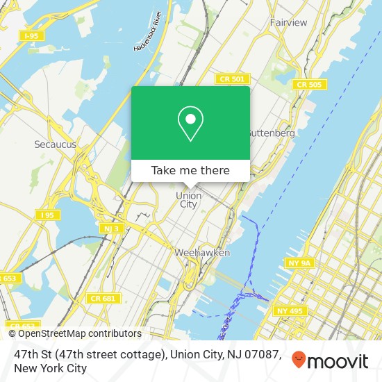 Mapa de 47th St (47th street cottage), Union City, NJ 07087